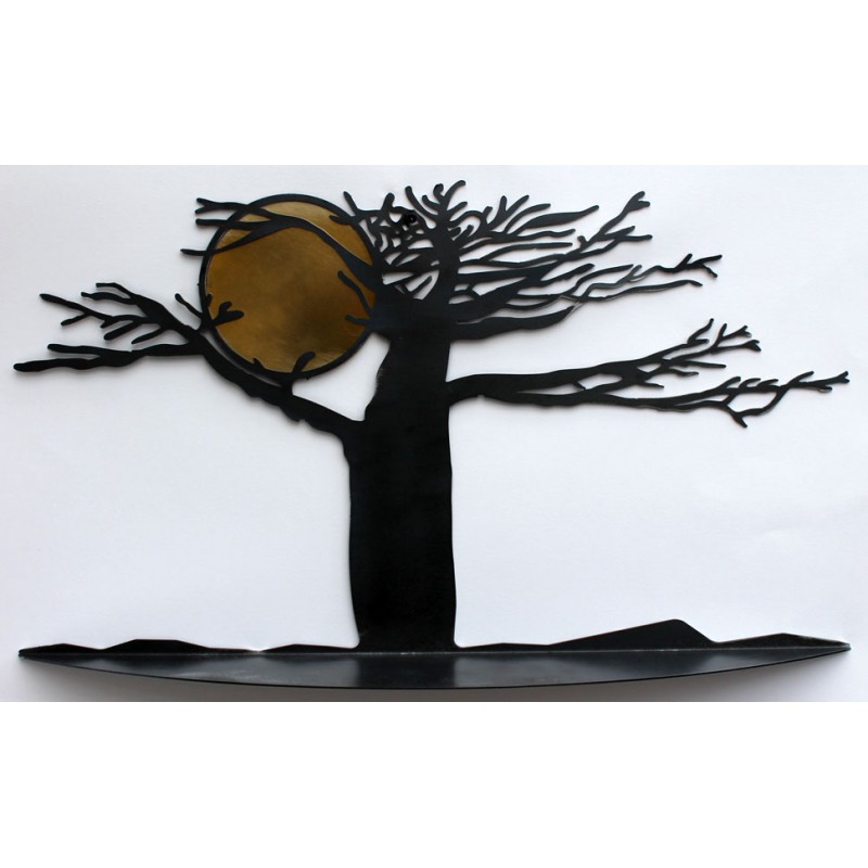 étagère murale moderne étagère design noire décoration murale arbre et soleil