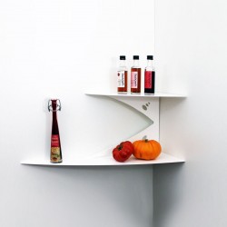 Etagère d'angle blanche murale pour cuisine étagère de coin design et originale en métal