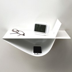 Table de chevet blanche design table de nuit murale originale en métal